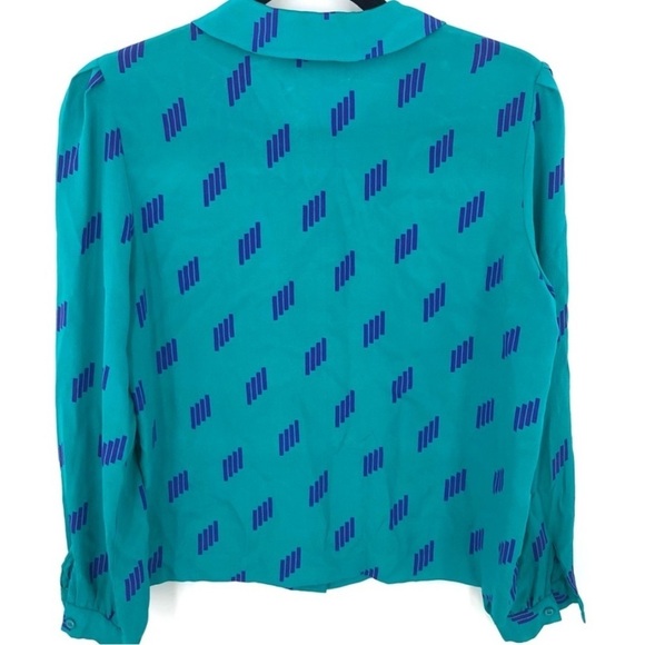 Vintage DVF Silk Blouse Top Shirt Y2K Retro Print - Picture 3 of 5